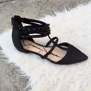 Jessica Simpson Black Studded Flats